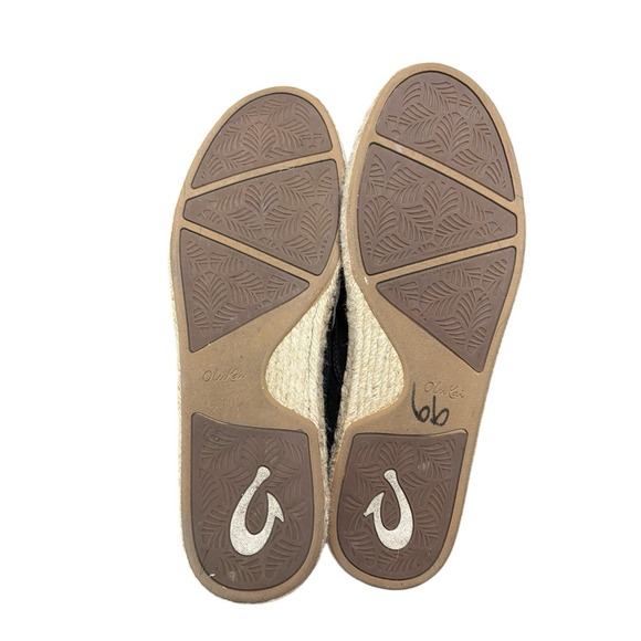 Olukai Kayla Pa'a Kapa Black Espadrille Flats Size 10 - Picture 5 of 9